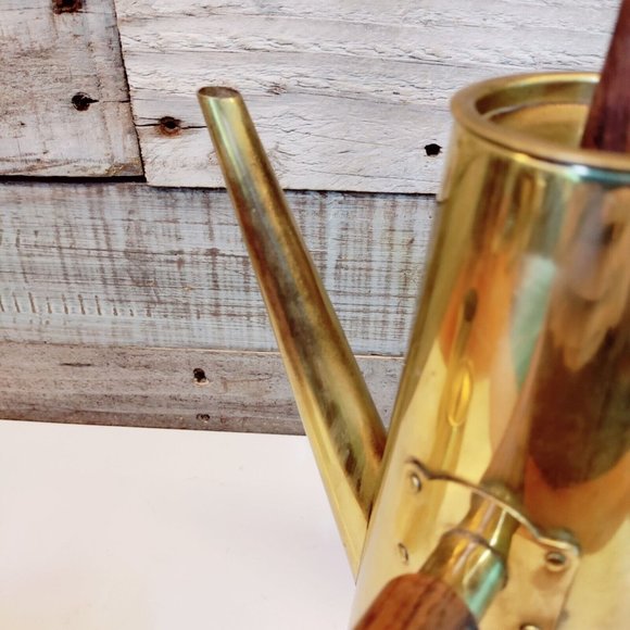 MCM Brass and Teak Japanese Tea Coffee Set Carafe Teapot Sugar Creamer Atomic - Picture 6 of 15